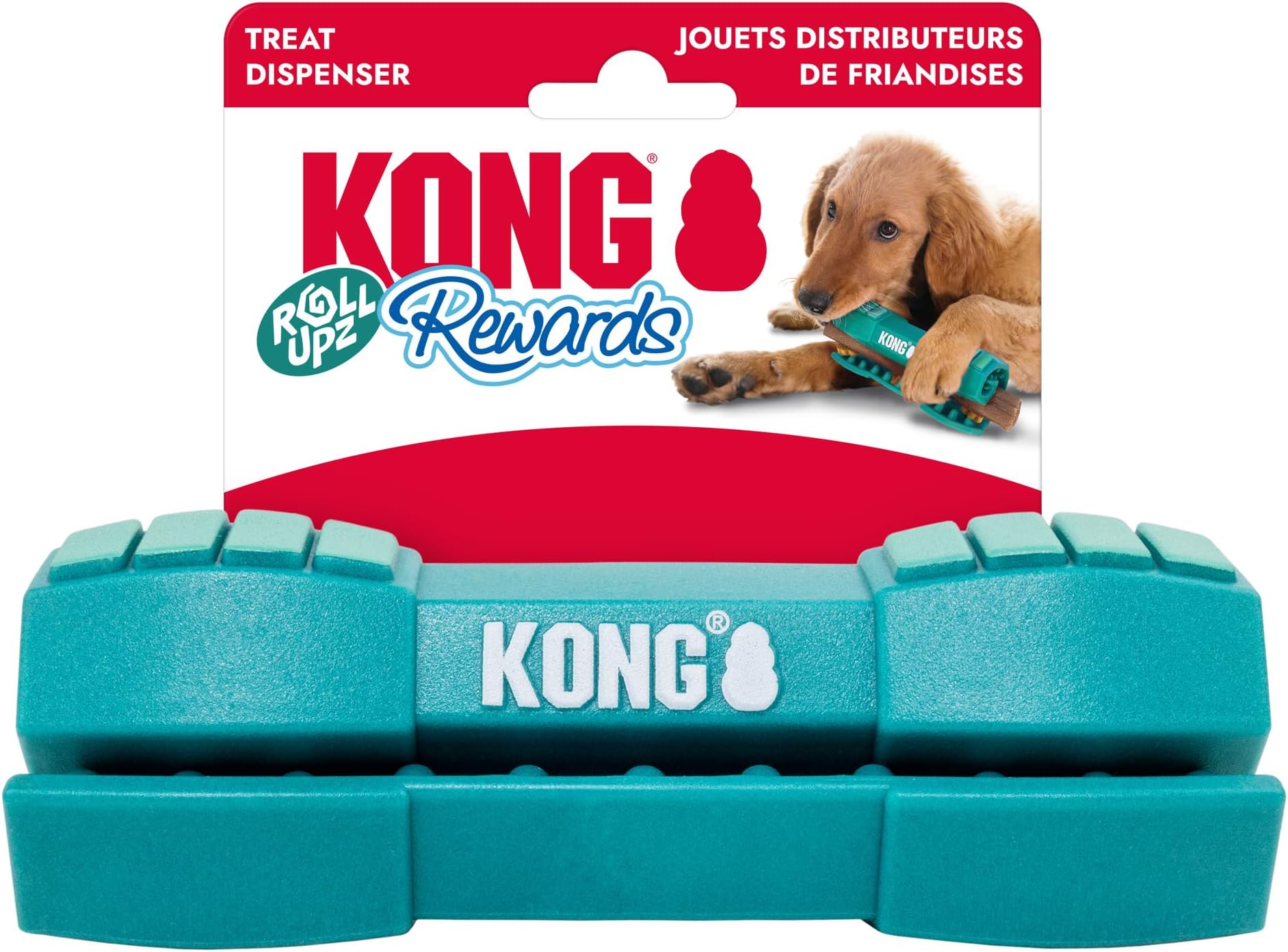 KONG Rewards Roll Upz Dog Toy – Durable Treat Dispenser for Chews, Paste & Ziggies Snacks, Interactive Enrichment Toy for Mental Stimulation, Foraging & Licking, Easy-Clean Dog Treat Toy (Stick)