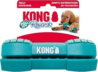 Juguete para perros Rewards Roll Upz – Dispensador de golosinas duradero para masticar, pegar y bocadillos Ziggies, juguete de enriquecimiento interactivo para estimulación mental, forrajeo y lamer, juguete para golosinas para perros fácil de limpiar (palo)