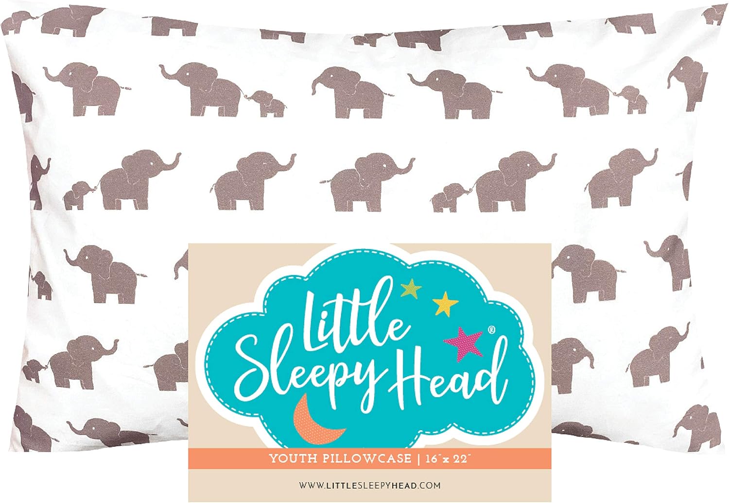 Little Sleepy Head Youth Pillow Case - 100% Made Cotton & Hypoallergenic Pillow Case - Snug Fit Envelope Pillowcase Enclosure - Youth Pillow 16x22 Size - (Sage) Design Travel Pillow Cover