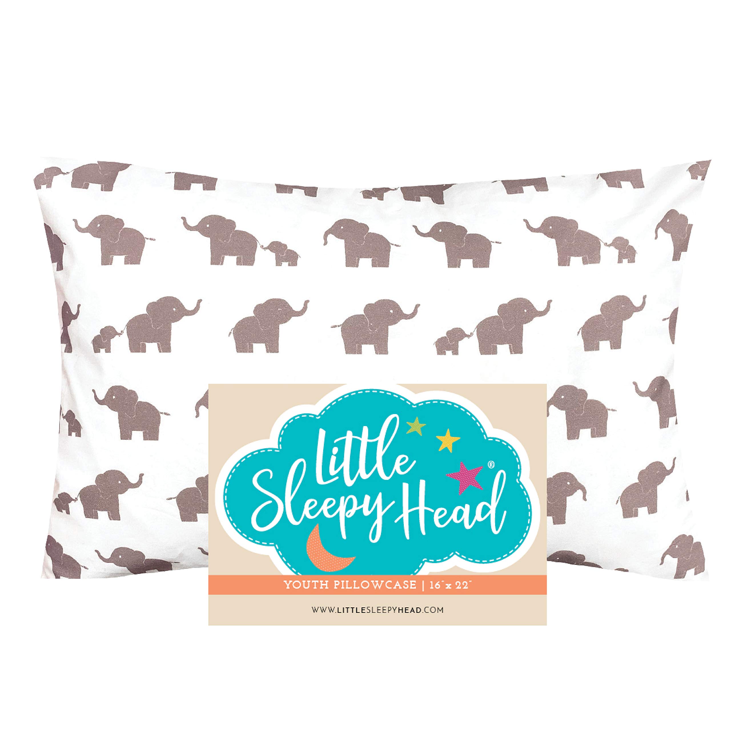 Little Sleepy Head Youth Pillow Case - 100% Made Cotton & Hypoallergenic Pillow Case - Snug Fit Envelope Pillowcase Enclosure - Youth Pillow 16x22