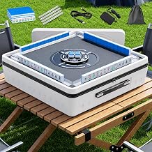 PYY Portable Automatic Mahjong Table - Foldable 152 Magnetic Mini Mahjong Tiles, Smooth Non-Jamming Shuffling, Supports American & Chinese Styles, for Outdoor & Home Fun