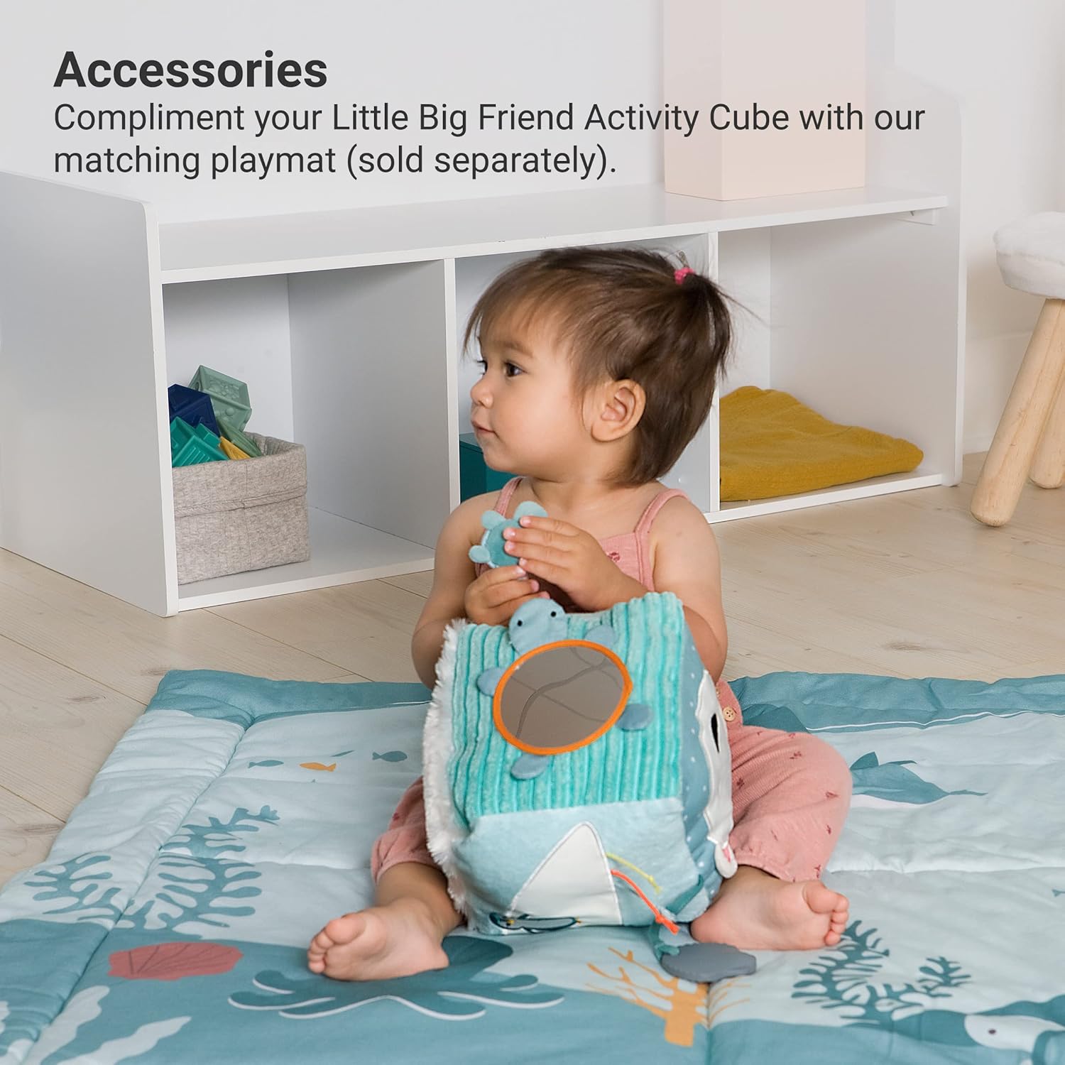Little Big Friends Multi-Texture Soft Activity Cube for Fine Motor Skills and Cognitive Growth | Montessori Developmental Toy | Sensory Play Cube | Ocean