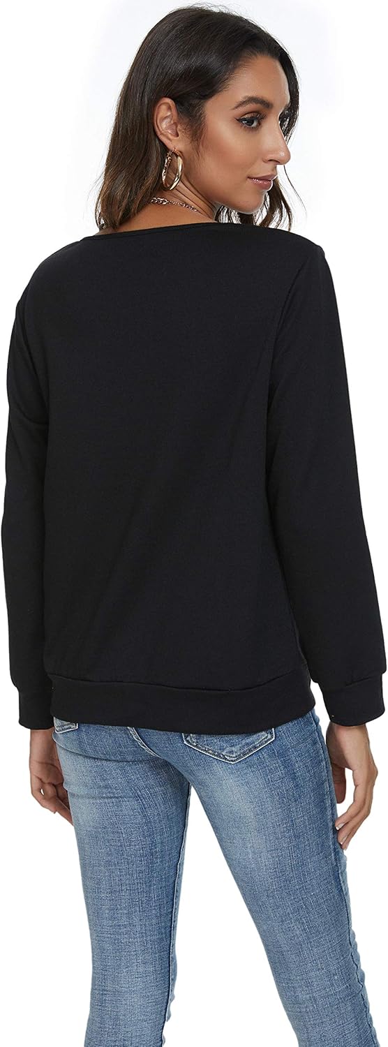 Women's Funny Halloween Pumpkin Face Sweatshirt Slouchy Witch Shirt Long Sleeve Pullover Tops for Thanksgiving Gift - Image 4