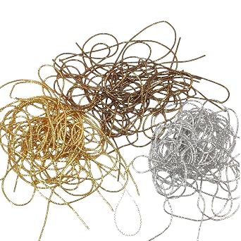 Zardosi Flexible 1mm French Bullion Wires [3 Metallic Colors x 0.29 OZ Each, Total 0.88 OZ / 25 Grams] Spring Nakshi Copper Metallic Thread for Embroidery and Jewelry Making