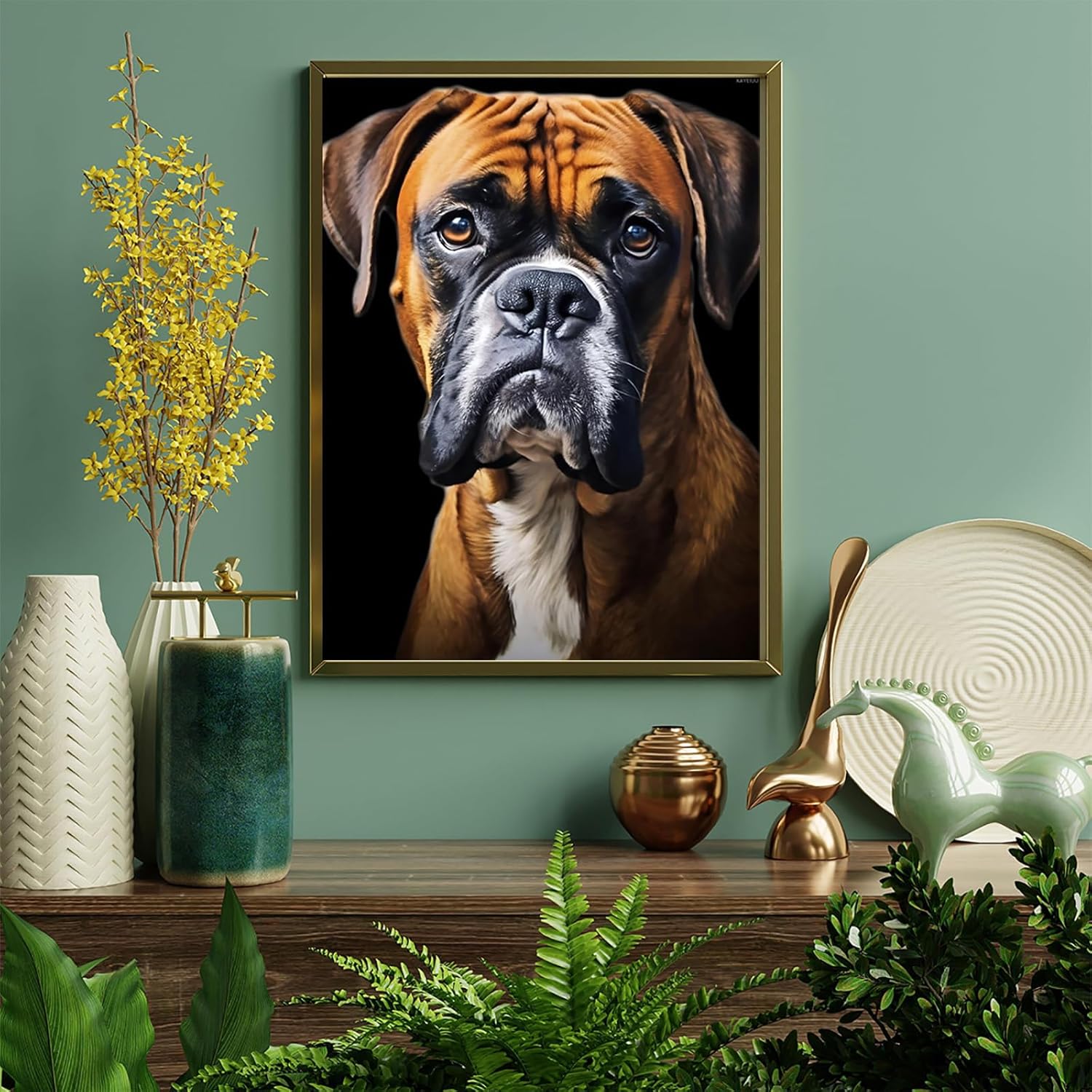 KAYEIUU Diamond Painting Kits for Adults Beginners, Cute Boxer Dog 5D Diamond Art Kits DIY Funny Boxer Dog Full Round Drill Gem Art Fall Home Wall Decor 12x16 inch