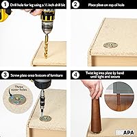 Vista 4 de Ilyapa Pies de madera para muebles, juego de 4 patas de repuesto cónicas marrones de 8 pulgadas para muebles, sofás, sillas, sofás biplazas