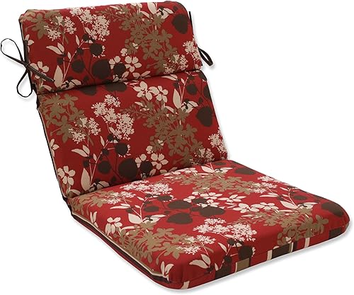 Pillow Perfect Cojín reversible para silla de esquina redonda para interiores y exteriores, 1 pieza con respaldo dividido con lazos, asiento