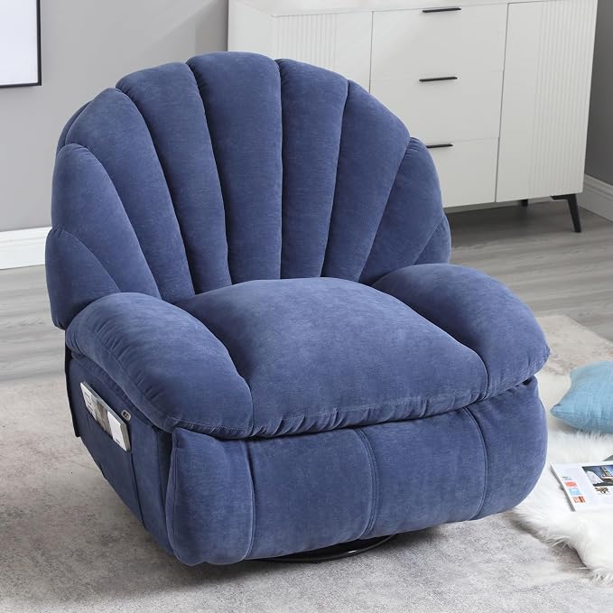 Sillón Reclinable 360° en Tela Azul con Espacio de Almacenaje miniatura 8