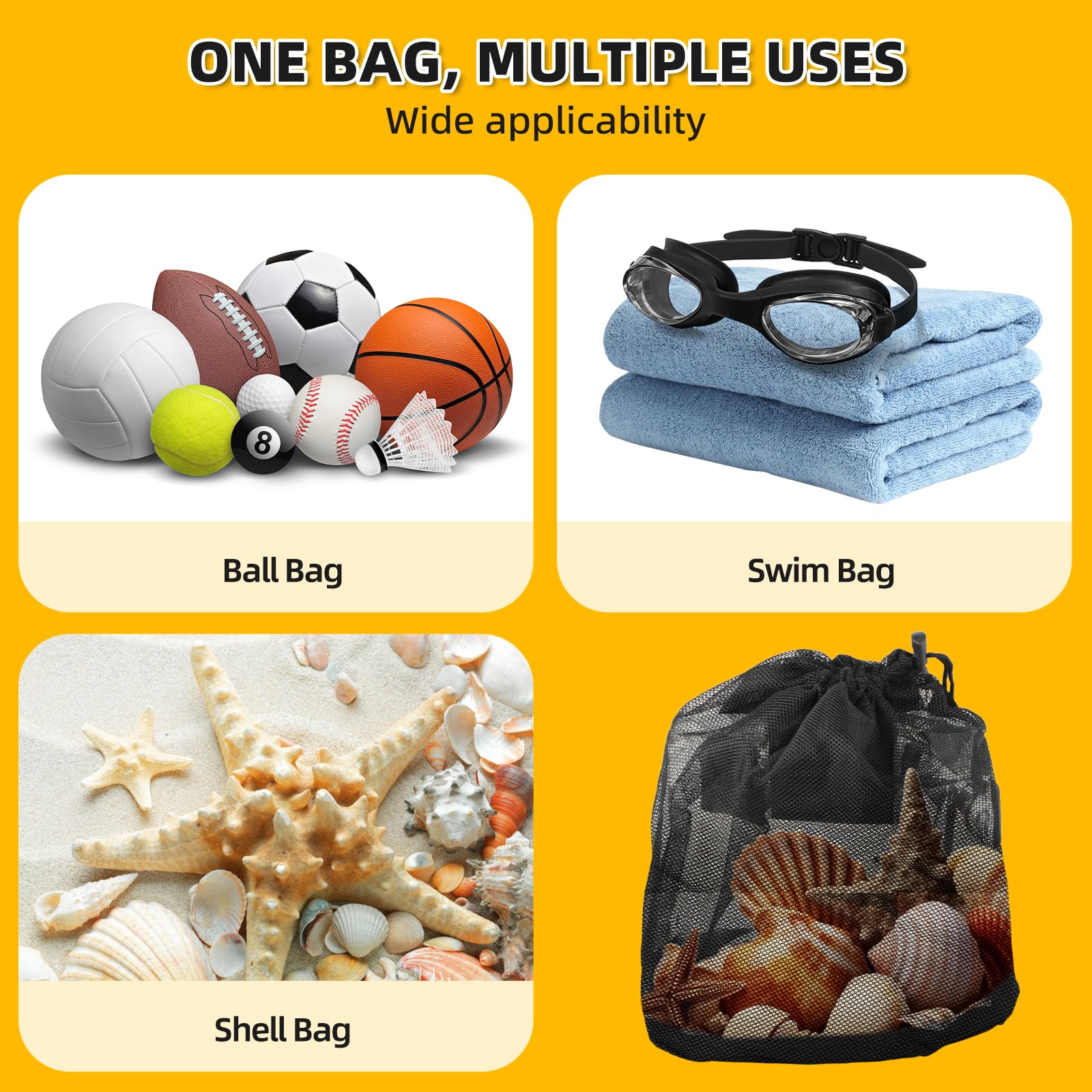 Windfromort Sacs Basketball 16L - Sac Ballon de Basket - Filet Pliable avec Poche Zippée et Mousqueton - Sac de Transport pour Basketball, Football