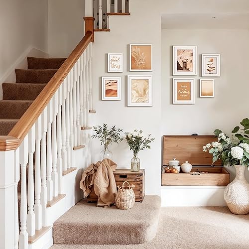 Miniatura 2 de ArtbyHannah Juego de marcos de pared para sala de estar, marcos de fotos blancos, decoración de pared con impresiones artísticas neutras para