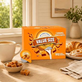 Delight Caramel Macchiato Coffee Creamer Singles, 192 CT, Shelf Stable, Great for Office and Restraurants
