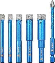 6 Piece Diamond Tile Drill Bit 6/6/8/10/12+6 mm, Hole Saw Tile Round Handle for Drilling Holes Porcelain Ceramic Marble Granite