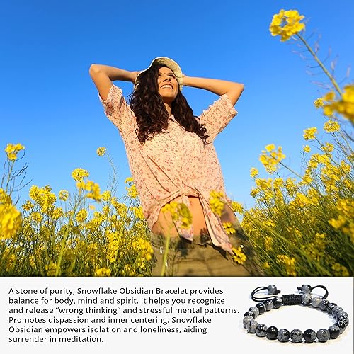 Vista 195 de Adjustable Crystal Bracelet – Gemstone Bead Bracelet with Adjustable Macrame String – Chic Gemstone Bracelet for Men and Women – 8mm Round Healing