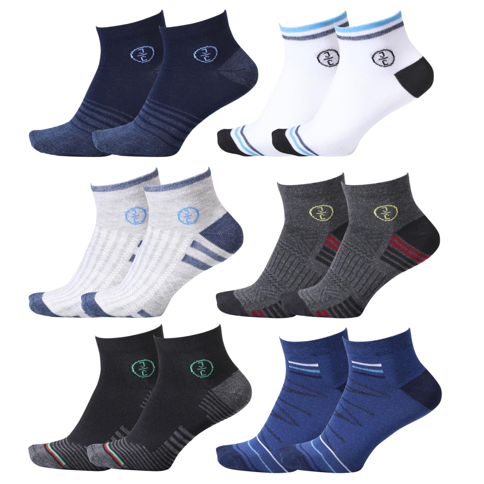 jivaachi Cotton Ankle Socks, Everyday Wear for work, office, workout and casual use with 4-Way Stretch, Mesh Panels, Reinforced Heel and Toe, 6 trendy Designs.-picture-41