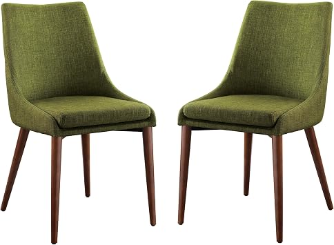 OSP Home Furnishings Palmer Mid-Century Modern Dining Chair, 2-Pack, Fabric, Green