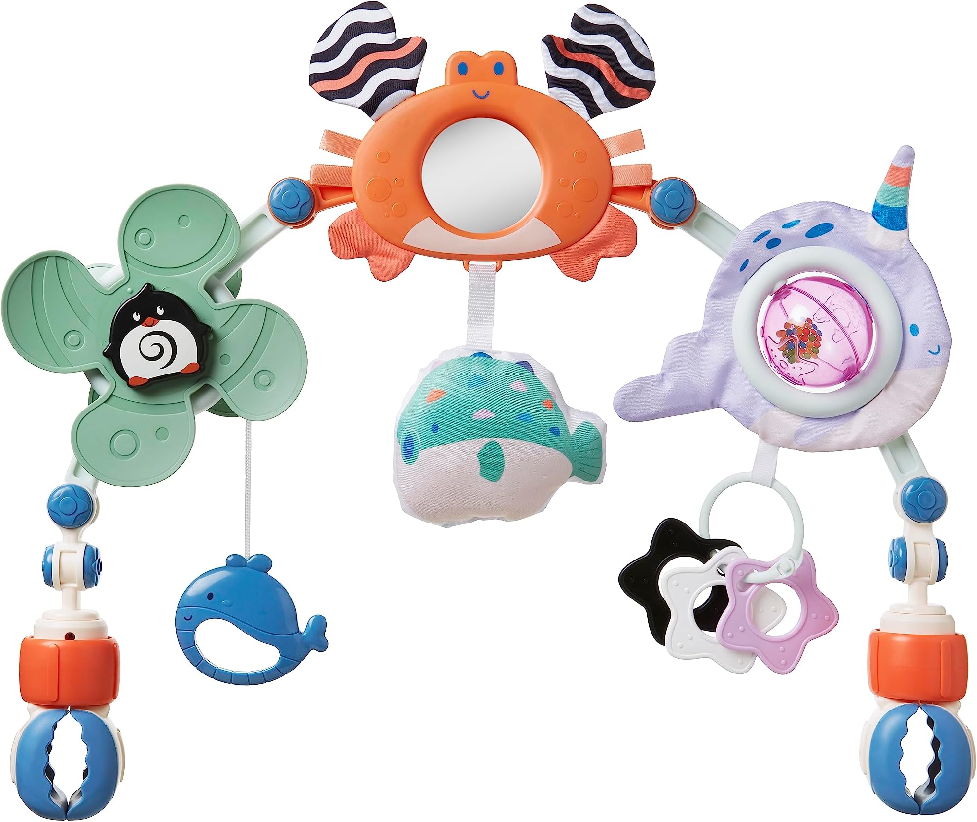 Nuby Ocean Friends Pram Toy Arch - Easy to Use | Interactive Baby Toys | Suitable from Birth