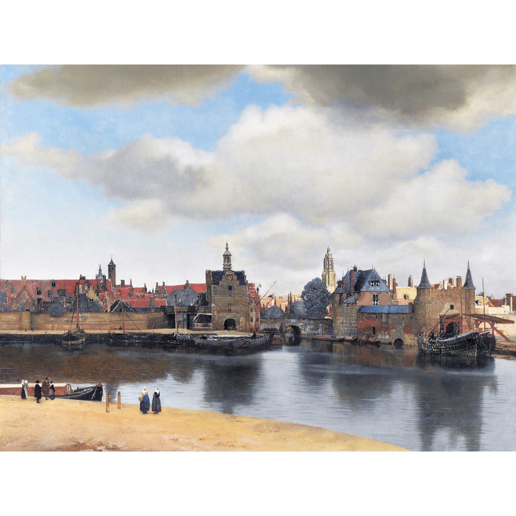 Artery8 Vermeer View Of Delft Cityscape Painting Large XL Wall Art Canvas Print