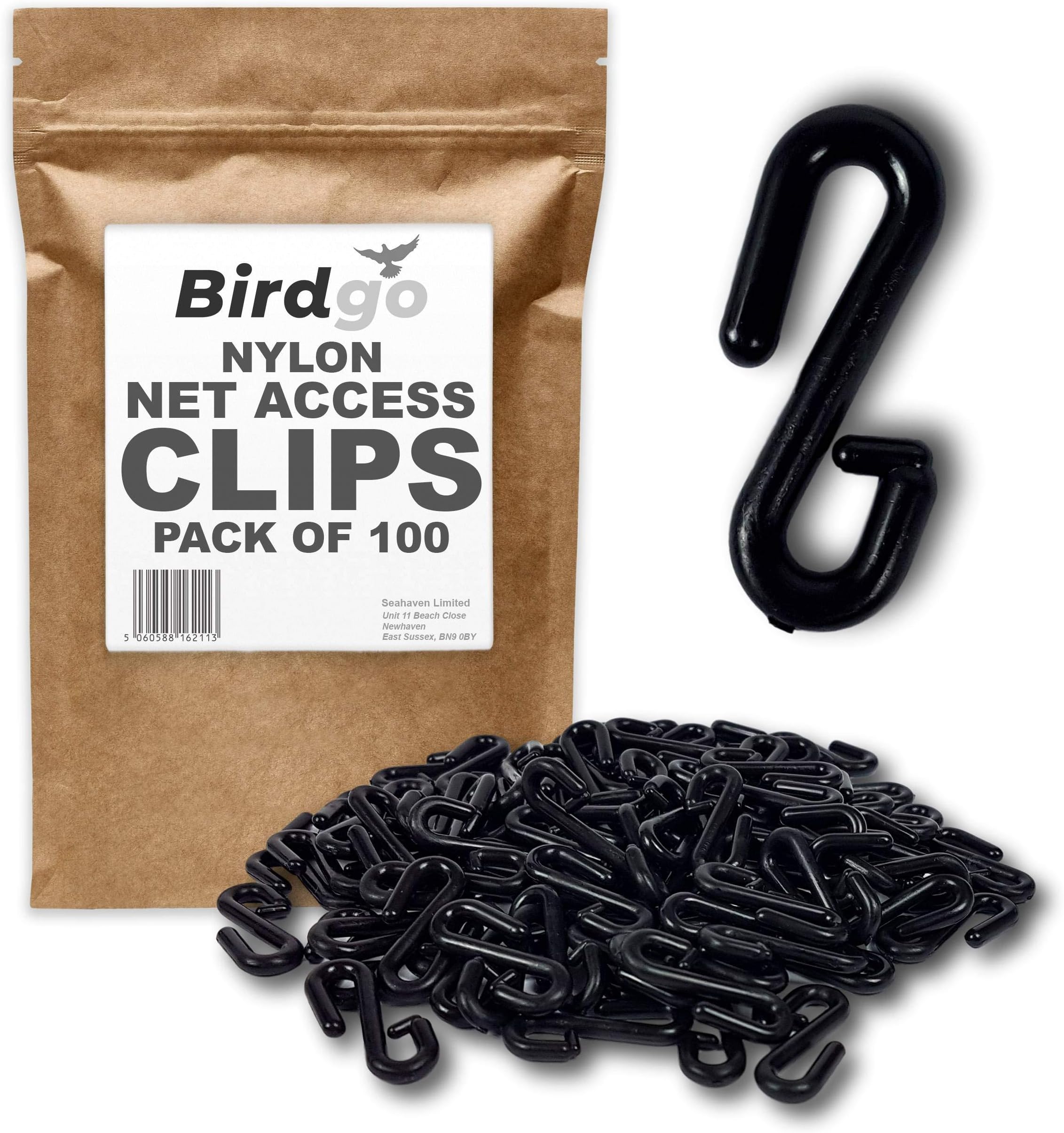 Birdgo100 Nylon Plastic Net Hooks for Bird Control Netting Fixing, Access & Repair Solution