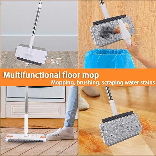 Miniatura 7 de LOMIDA Trapeador de microfibra para limpieza de suelos secos y húmedos 5 en 1 con mango largo de 49 pulgadas para limpiar el suelo de la ventana,