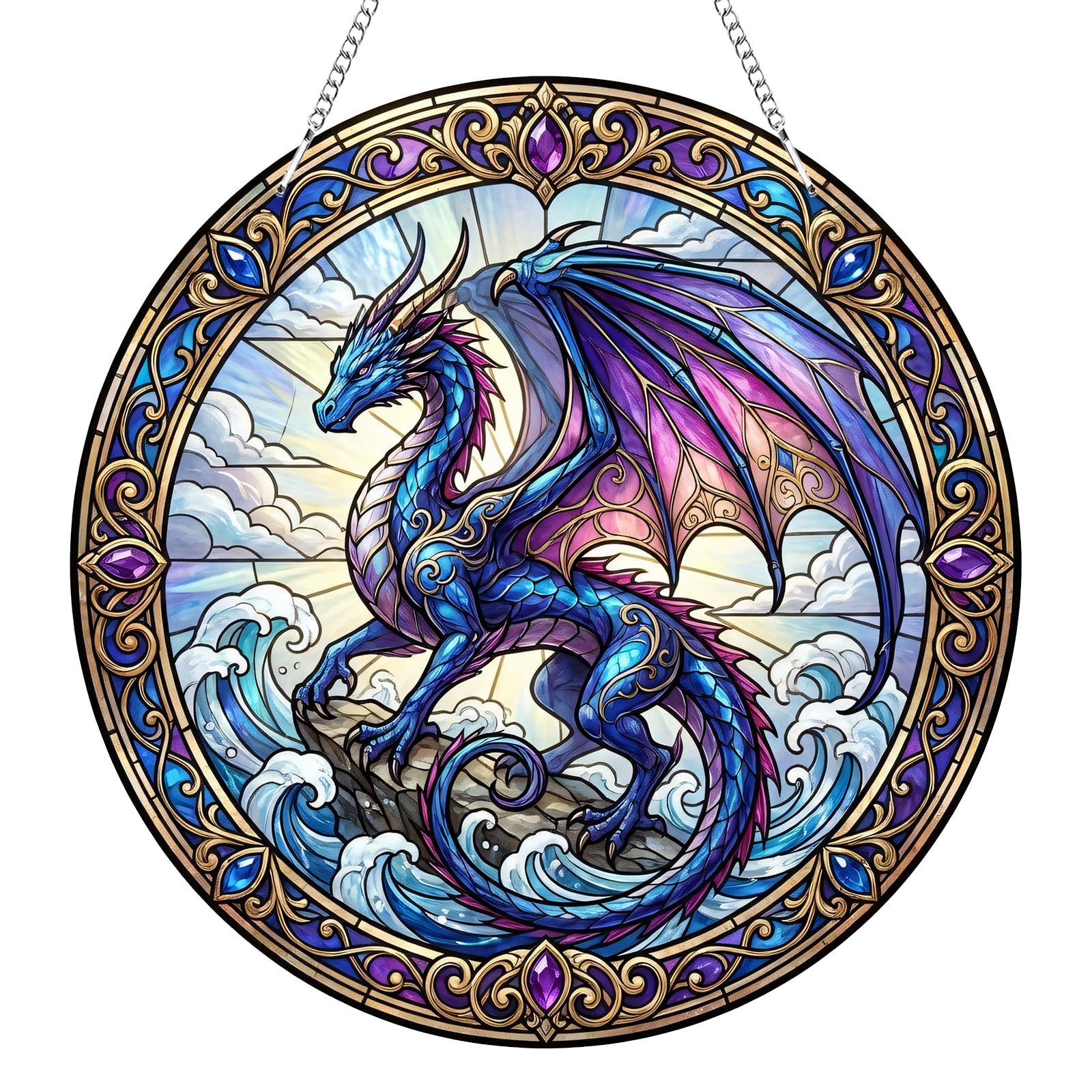 Dragon Suncatchers for Windows Hanging, Fourth Merch Wing Sun Catcher, Stained Glass Window Hanging Ornament, Acrylic Sun Catchers Indoor Window for Garden, Home, Indoor, Outdoor Decor
