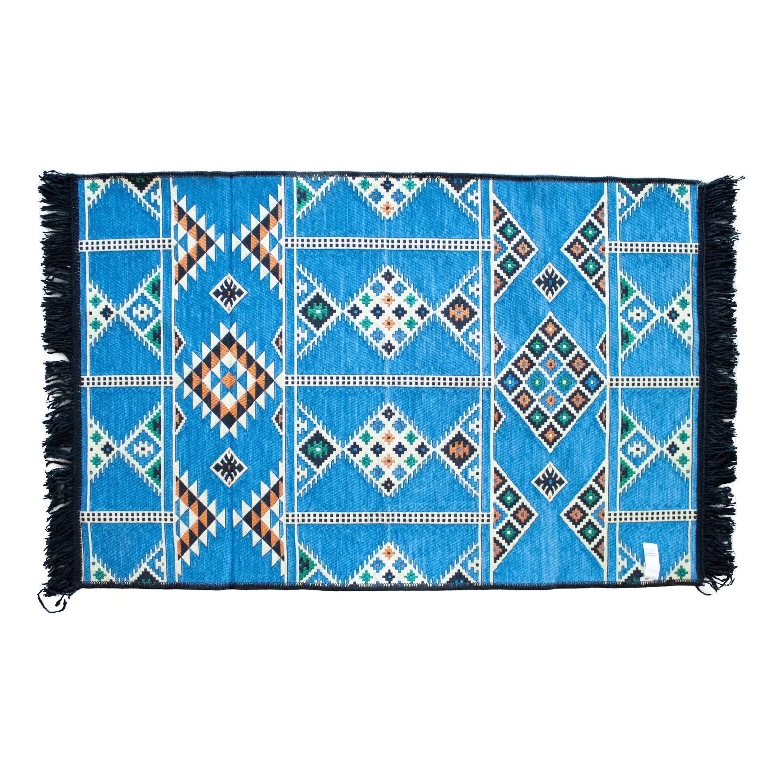 Tapis original Kilim 125 x 80 cm bleu ciel petite taille décoration bohème