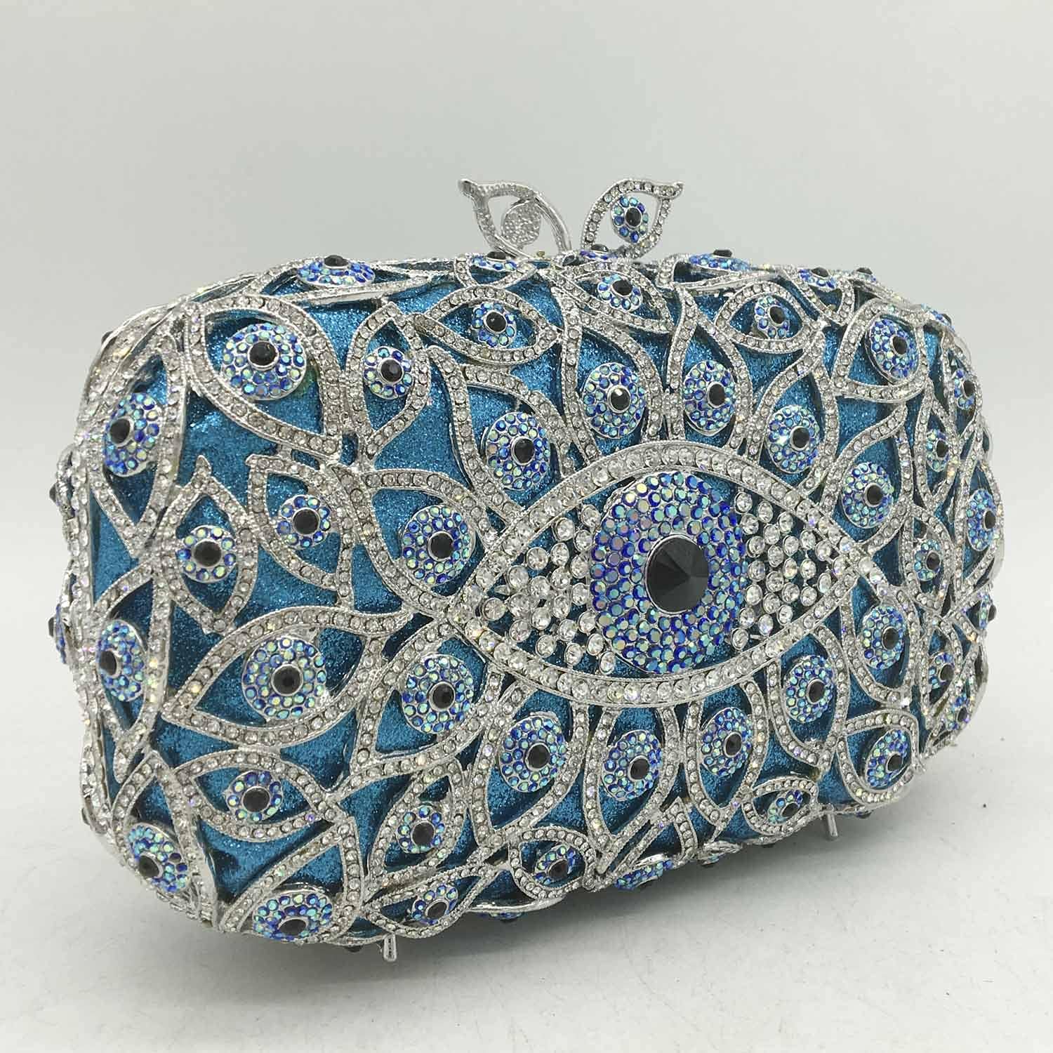 Boutique De FGG Evil Eye Clutch Purse for Women Glitter Evening Bags Crystal Clutch Party Dinner Rhinestone Handbag,Mini