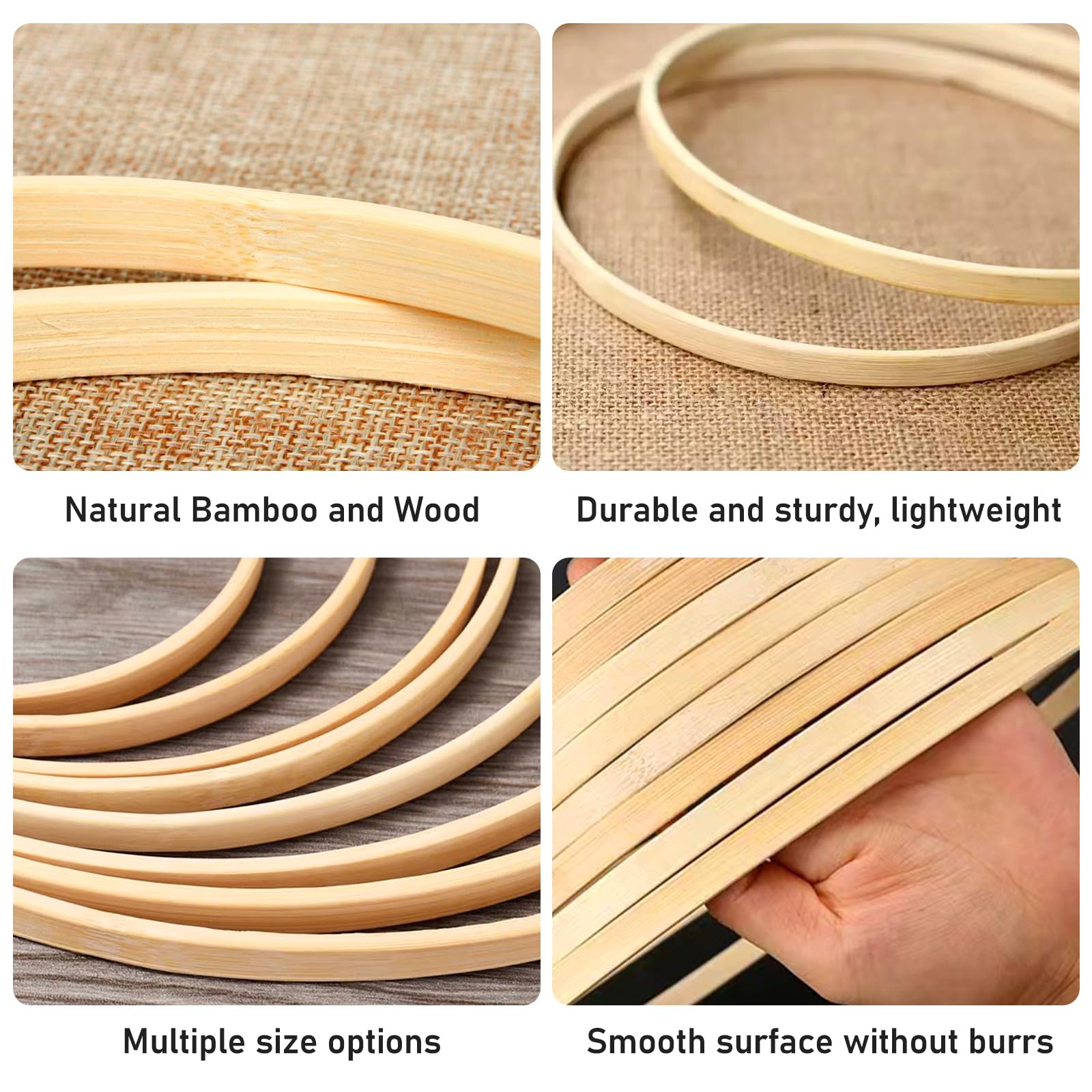 CYEER 20 Stück Holzringe 23cm - Bambus Ringe Für Makramee & Deko