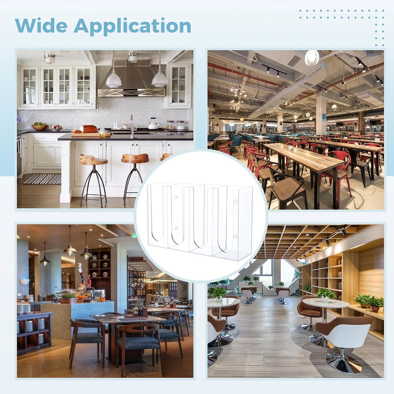 Varku 4-Compartment Acrylic Coffee Cup Dispenser and Holder, Wall-Mounted or Counter, Clear Sauce Cup Storage for Kitchen, Bar