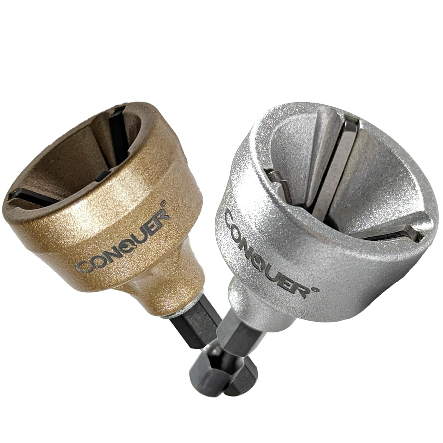 CONQUER Tools 2-Pack Deburring Chamfer Tool Set | Tungsten Carbide & HSS Blades | Fits 1/8"-3/4" Bolts, Countersink & Burr Removal Kit for Metal, Wood, Plastic