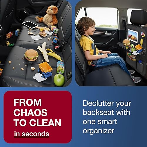 Miniatura 2 de Organizador de asiento trasero de automóvil con soporte para tableta (paquete de 2)  Organizador de almacenamiento de coche Oxford 600D actualizado