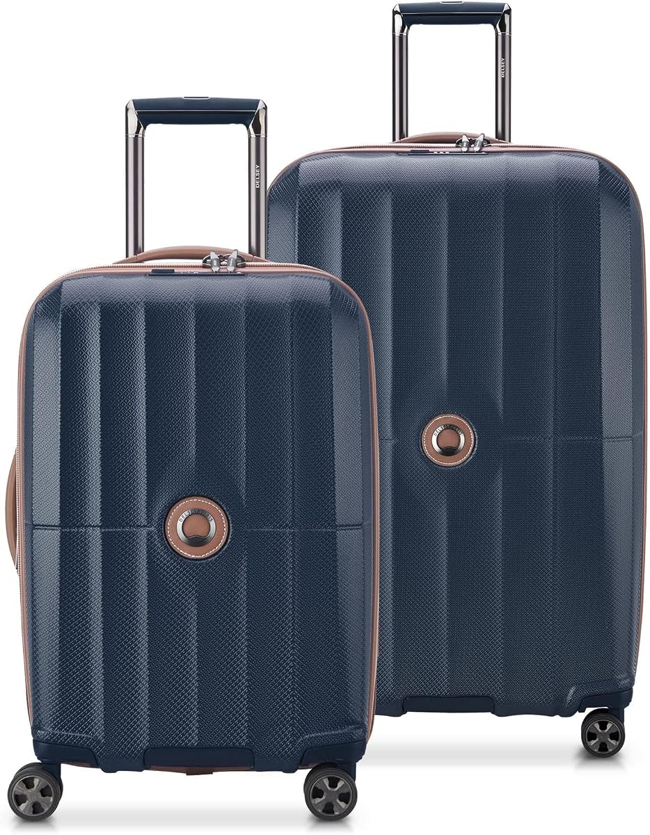DELSEY PARIS Carrusel, juego de 2 piezas de equipaje rígido (21/28 pulgadas), azul marino | Maleta expandible, policarbonato liviano de primera calidad, ruedas giratorias de doble densidad, cremallera SECURITECH, candado TSA
