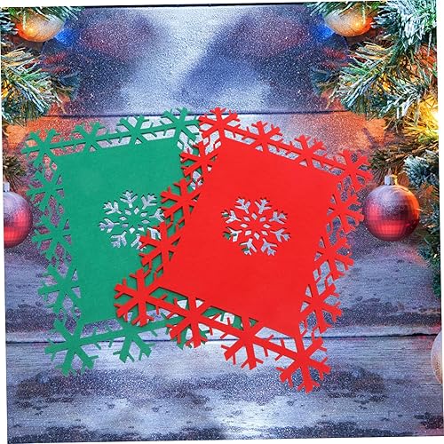 Miniatura 4 de 24 manteles individuales de fieltro para Navidad, con patrón de copos de nieve, antideslizantes, para escritorio, Navidad, decoración de Navidad, 24