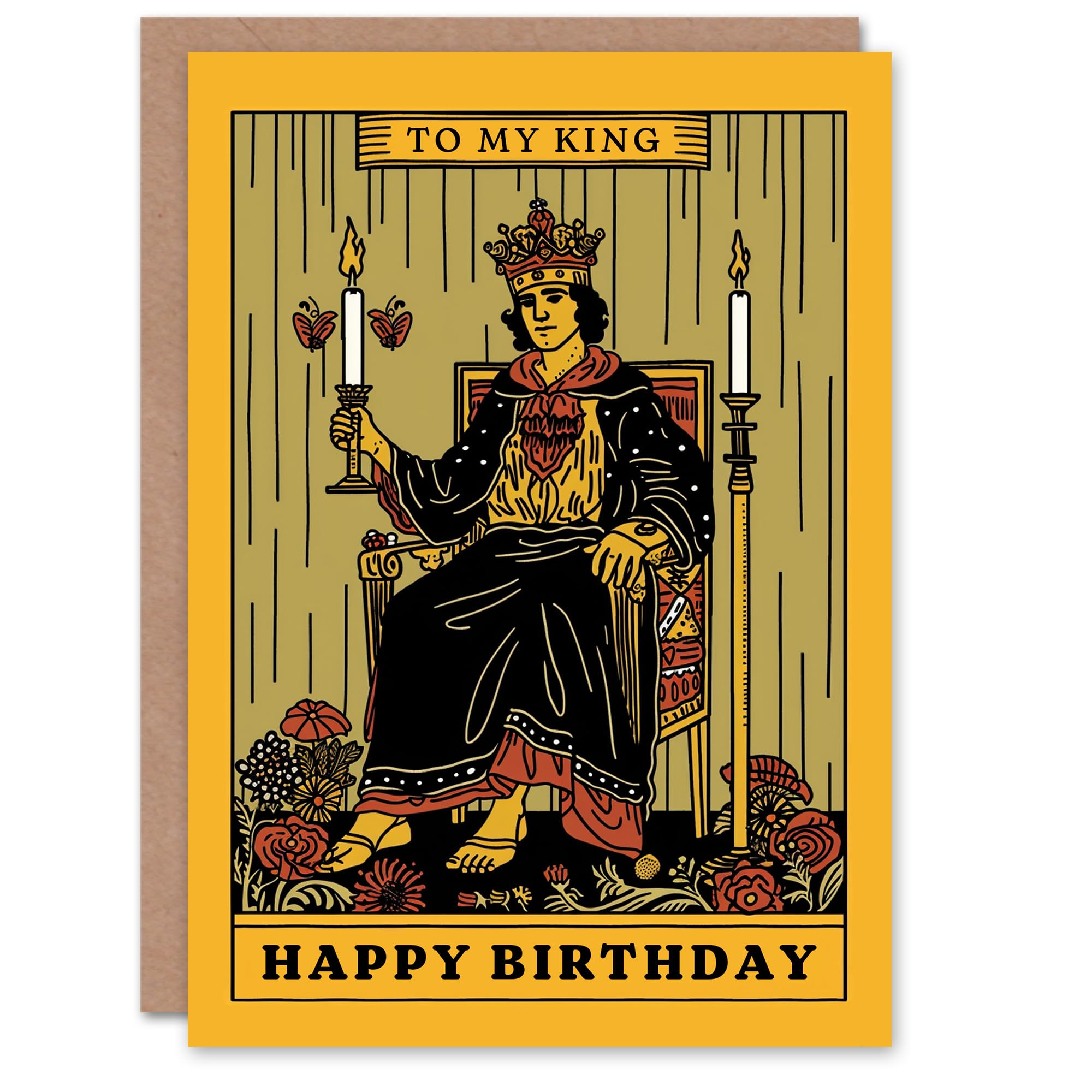 Artery8 Birthday Card To My King Tarot Card Magic Pagan Mystical For Him Husband Partner Greeting Card