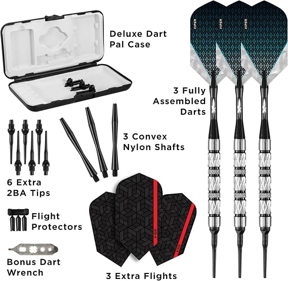 Viper Diamond 90% Tungsten Soft Tip Dart Set Black Rings 16 Grams