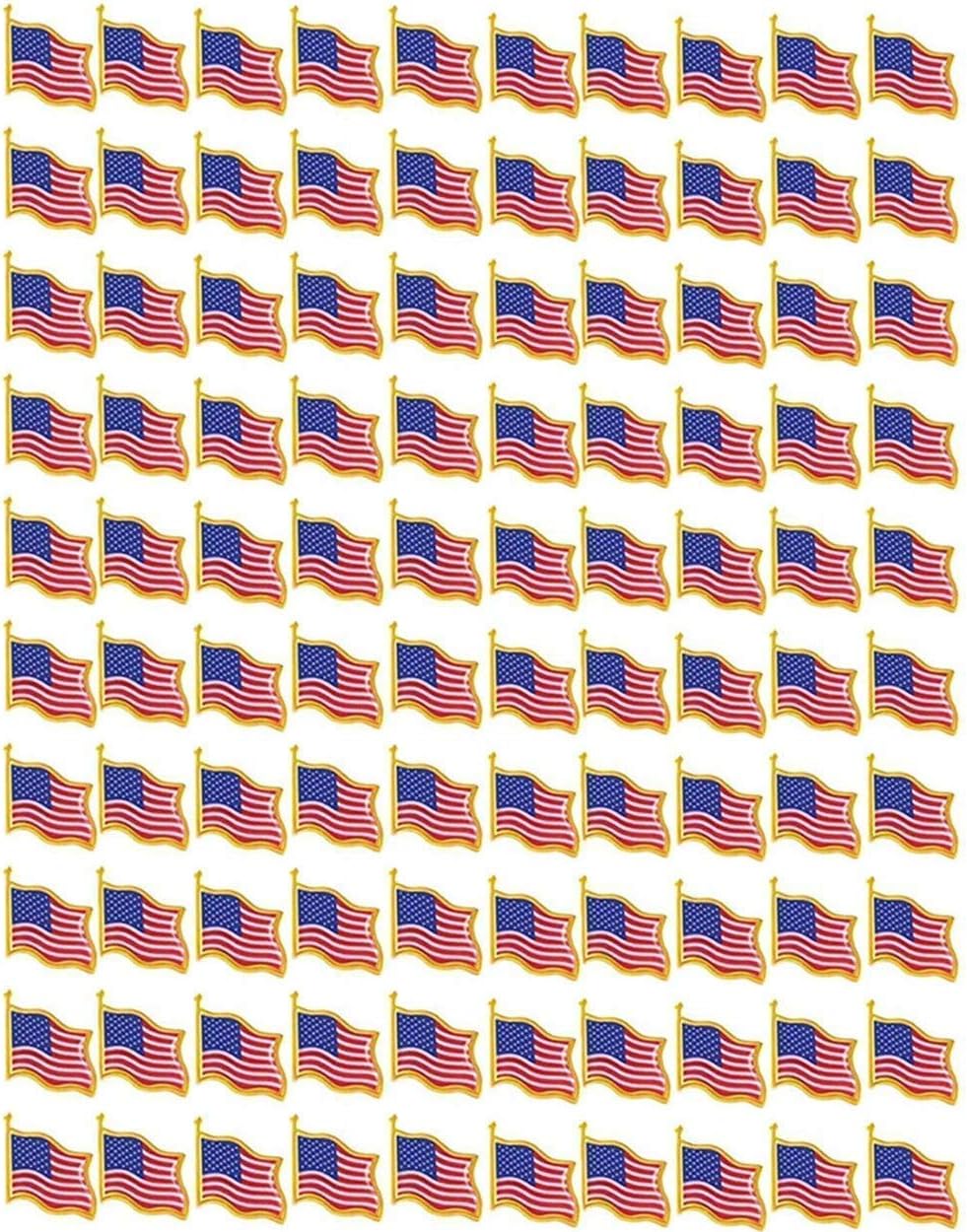 TANG SONG 100PCS American Flag Waving Lapel Pins United States USA Badge Pin Patriotic Enamel Suit Jacket Lapel Pin