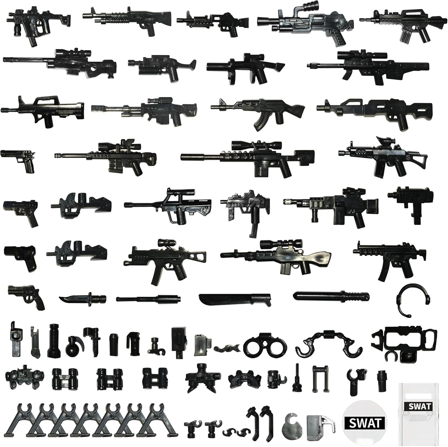 Military Weapons Pack, Classic Building Block Military Toy Accessories Hat, Piece Army Figure Accessory Combo, Compatible with Major Brands