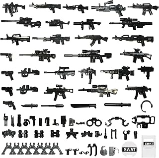 Military Weapons Pack Accessories Kits Toys, Army Equipment Gear WW2 Guns for Boys 6+, Compatible with Mini Figure of Major Brand(A-Military Weapon Pack)