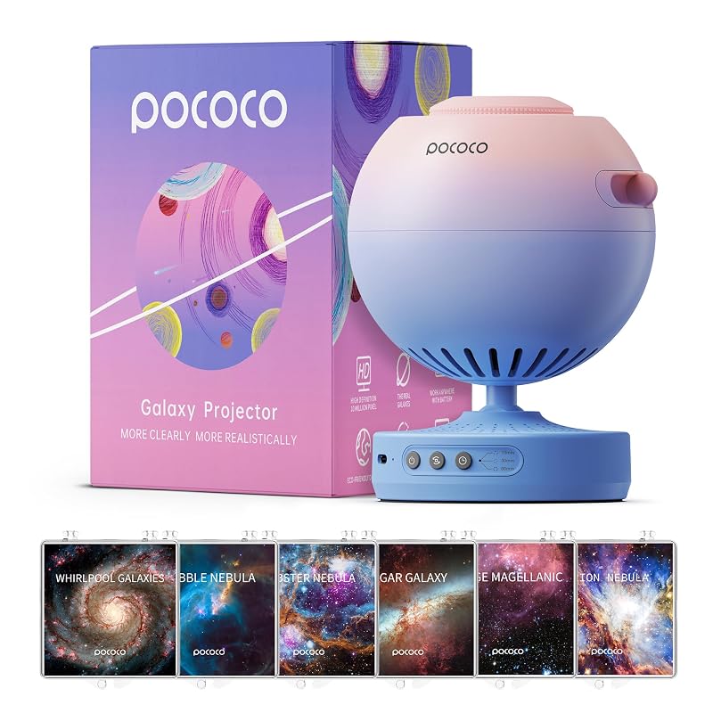 Proyector de Estrellas Galaxy POCOCO + Set de Discos Nebula | 8 Discos en total, Recargable, 1W, Lente 2 Megapíxeles, Resolución 5K
