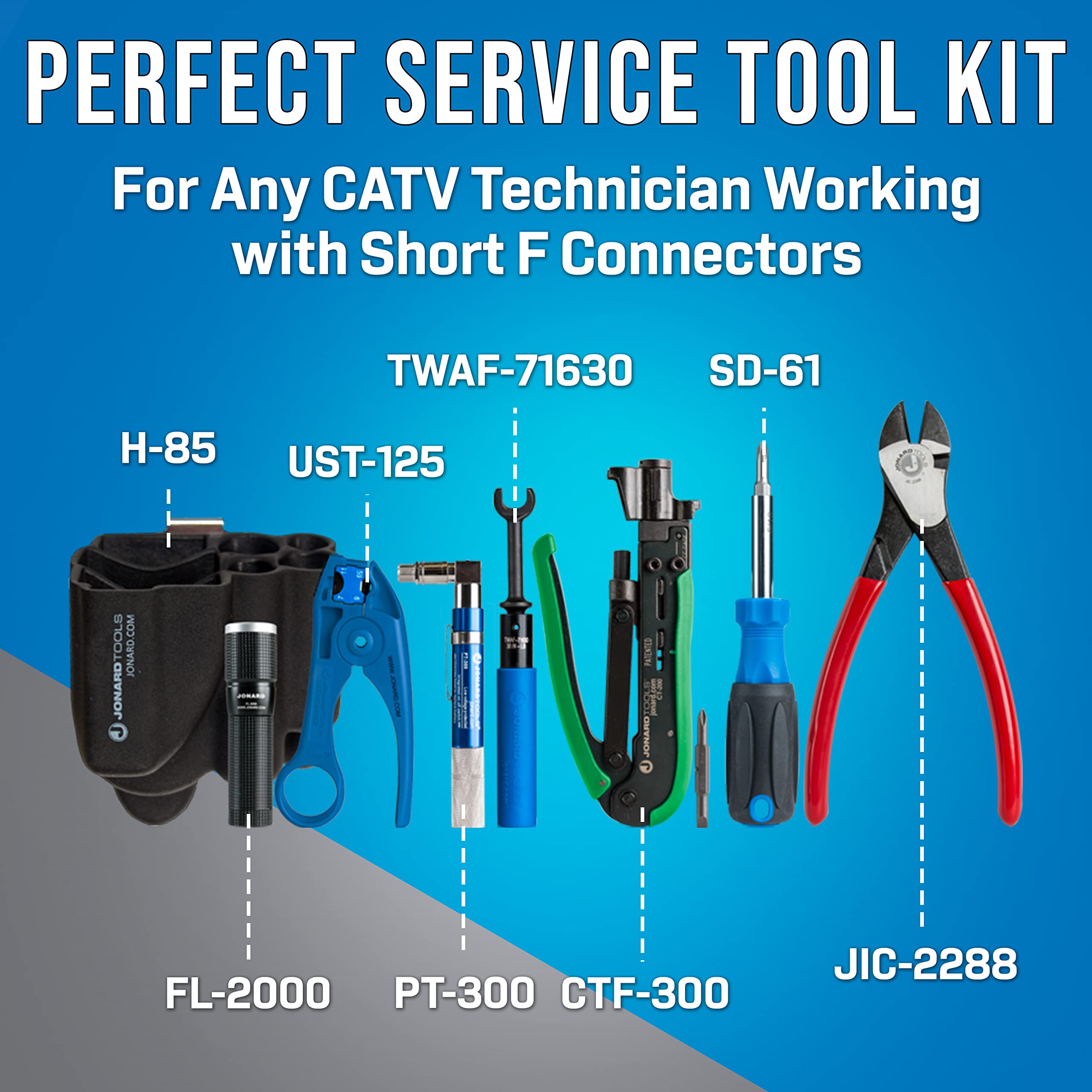 Jonard Tools TK-83 COAX Cable Network Kit - 8 Piece Kit With Coaxial Cable Stripper For RG59 RG6 RG7 RG11, CATV Tools and F Connector Compression Tool — Amazon image 2