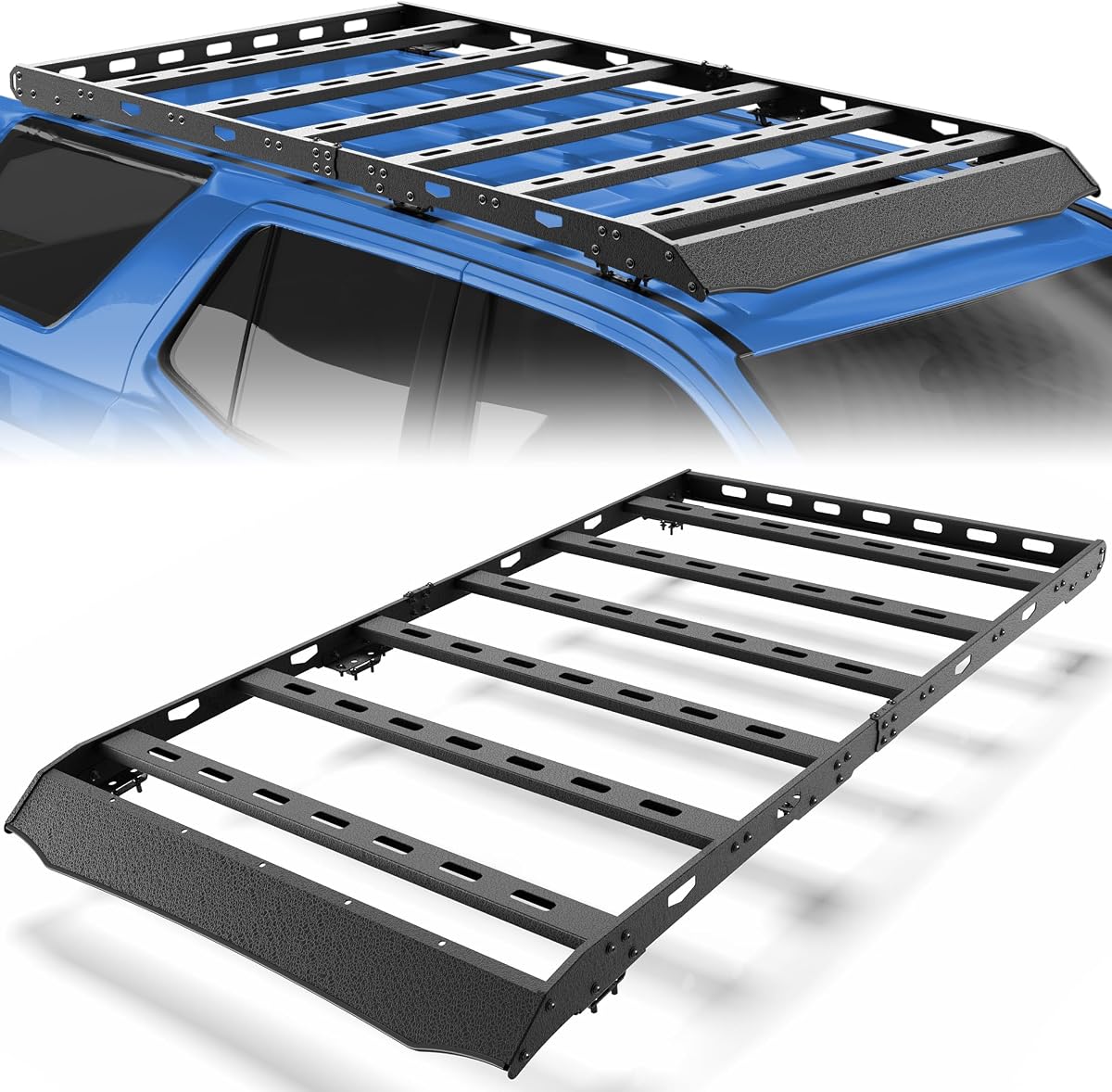 Portaequipajes para 4Runner 2010-2024 de 5.ª generación | Construida para viajes por tierra, plataforma de acero resistente de 800 lb para transportar equipo en el techo, elementos esenciales para acampar e instalación para perforar