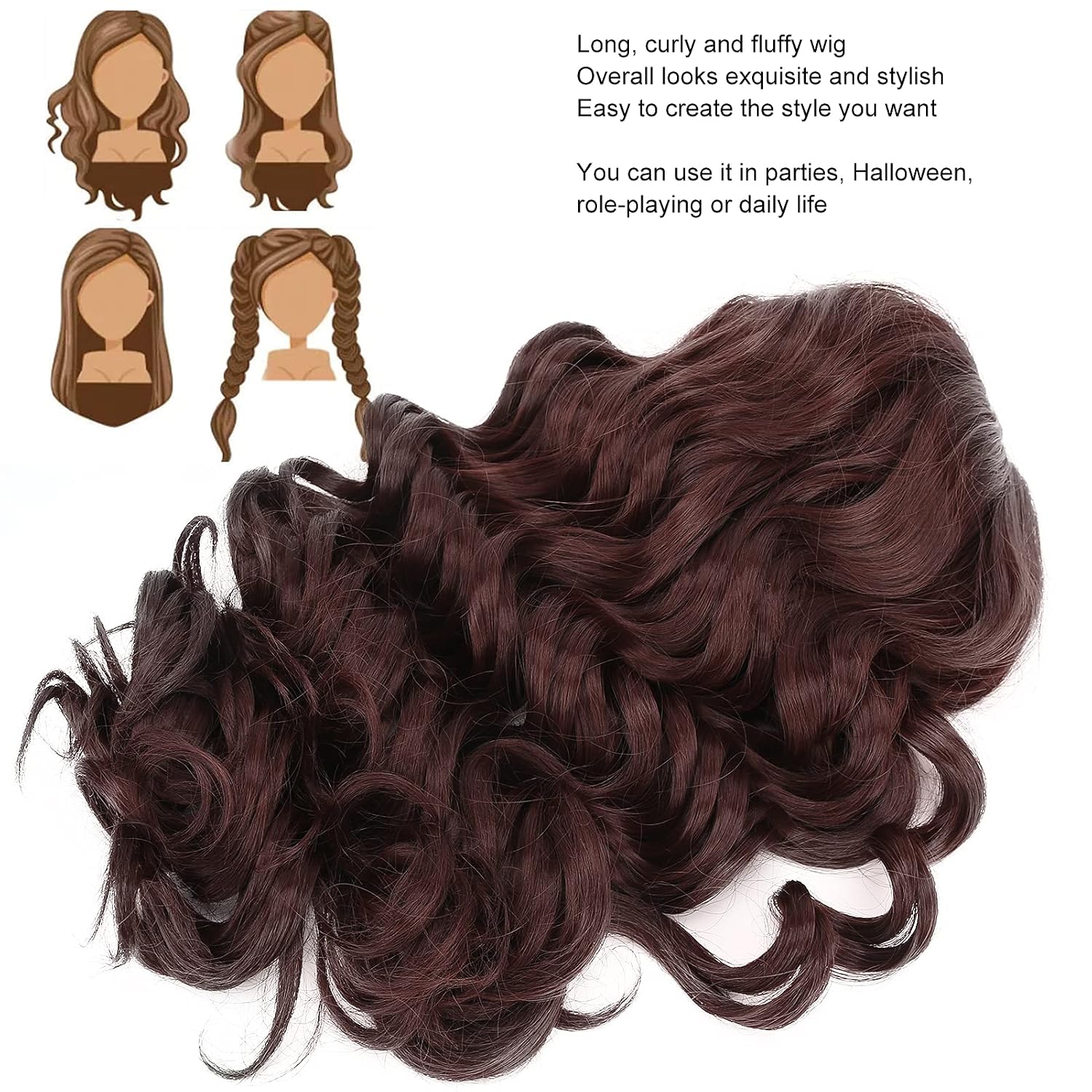 Wig For Women,plplaaoo Fashionable Breathable Heat Resistant Synthetic Wig,Women Long Wavy Wig,Soft And Natural,Cosplay Wig,Long Curly Hair For Party Daily Cosplay Halloween, brown wig wigs for w