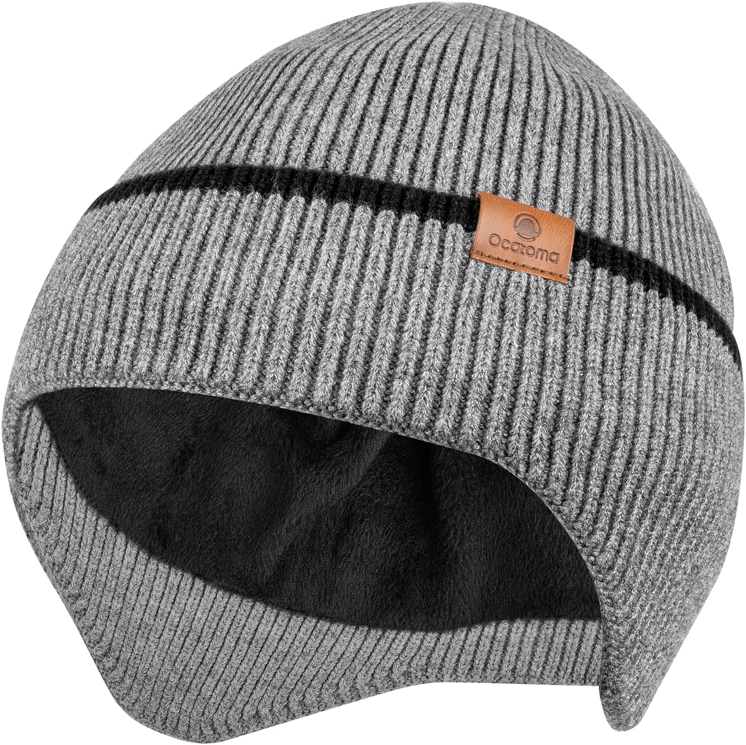 Ocatoma Winter Beanie with Earflap for Men Women Warm Knit Soft Hat Outdoor Beanie Unisex Gifts for Men Women