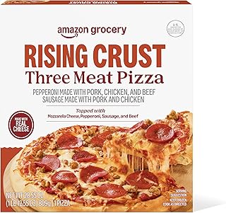 Amazon Grocery, Rising Crust Three Meat Pizza, 28.55 Oz, Frozen