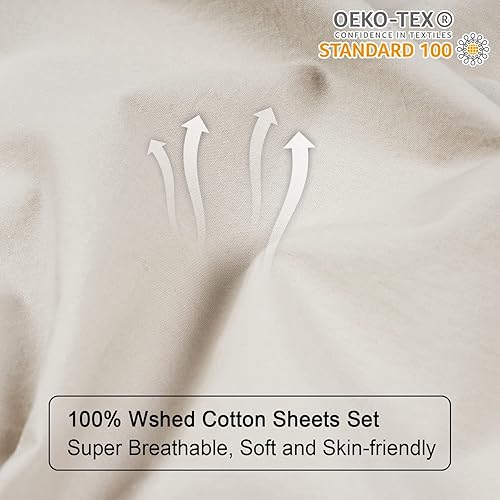 Miniatura 4 de PHF Juego de sábanas de 100 % algodón lavado para ropa, tamaño individual, juego de sábanas de algodón ultra suave, 3 piezas transpirables y