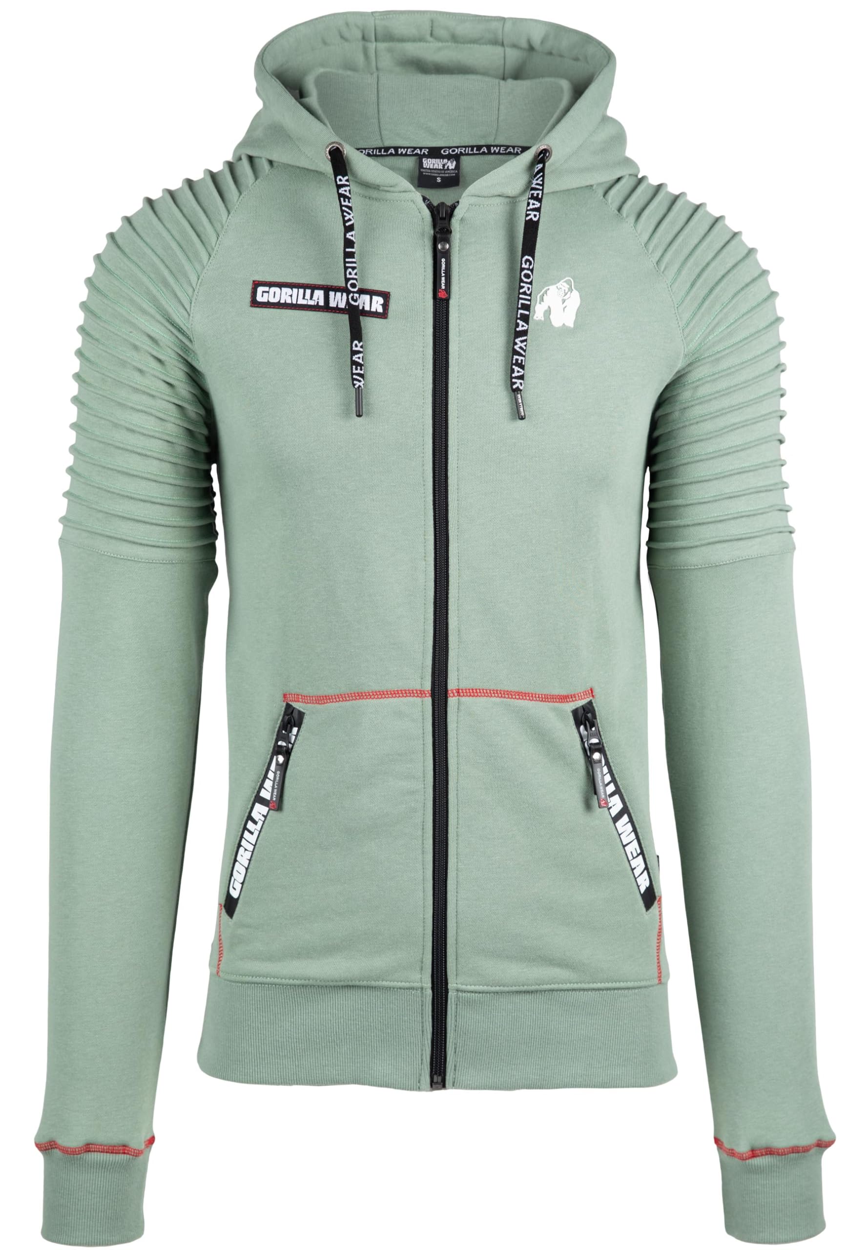 GORILLA WEAR Georgia Zipped Hoodie - Green, verde, M