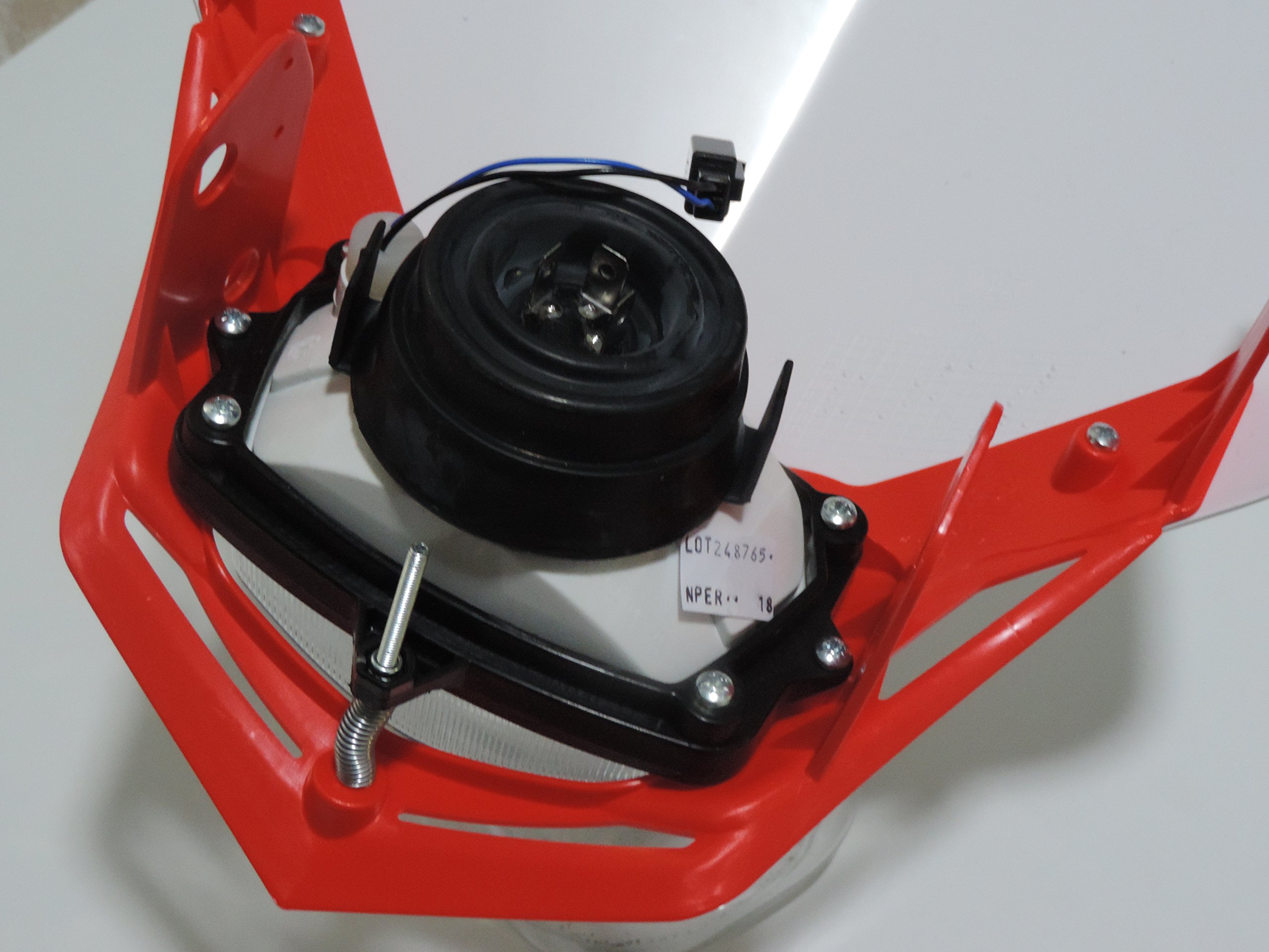 Mascherina Universale Per Moto Da Fuoristrada - Con Faro Alogeno 12V/35W | Rosso-Nero - Foto 6
