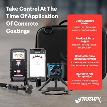 Tramex Concrete Coatings Installer Tech Kit CCTK, Concrete Moisture Meter | Temperature & Humidity Sensor & Probe, Measure Moisture Level, Temperature, Humidity & Dew Point Conditions of Concrete