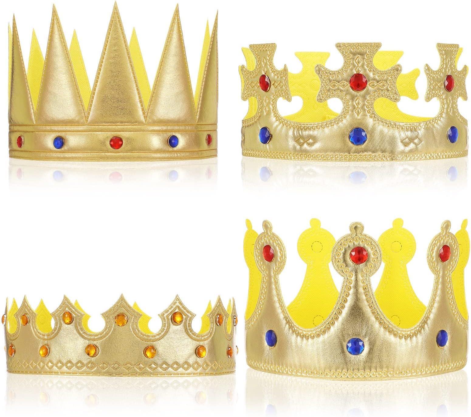 Party Hat, Golden King Crowns Costume Headwear Birthday Crown Hat, Baby Birthday Party Crowns Gold Costume Crown for Baby Women Shower Party Photo Props Accessory (4 Pcs)
