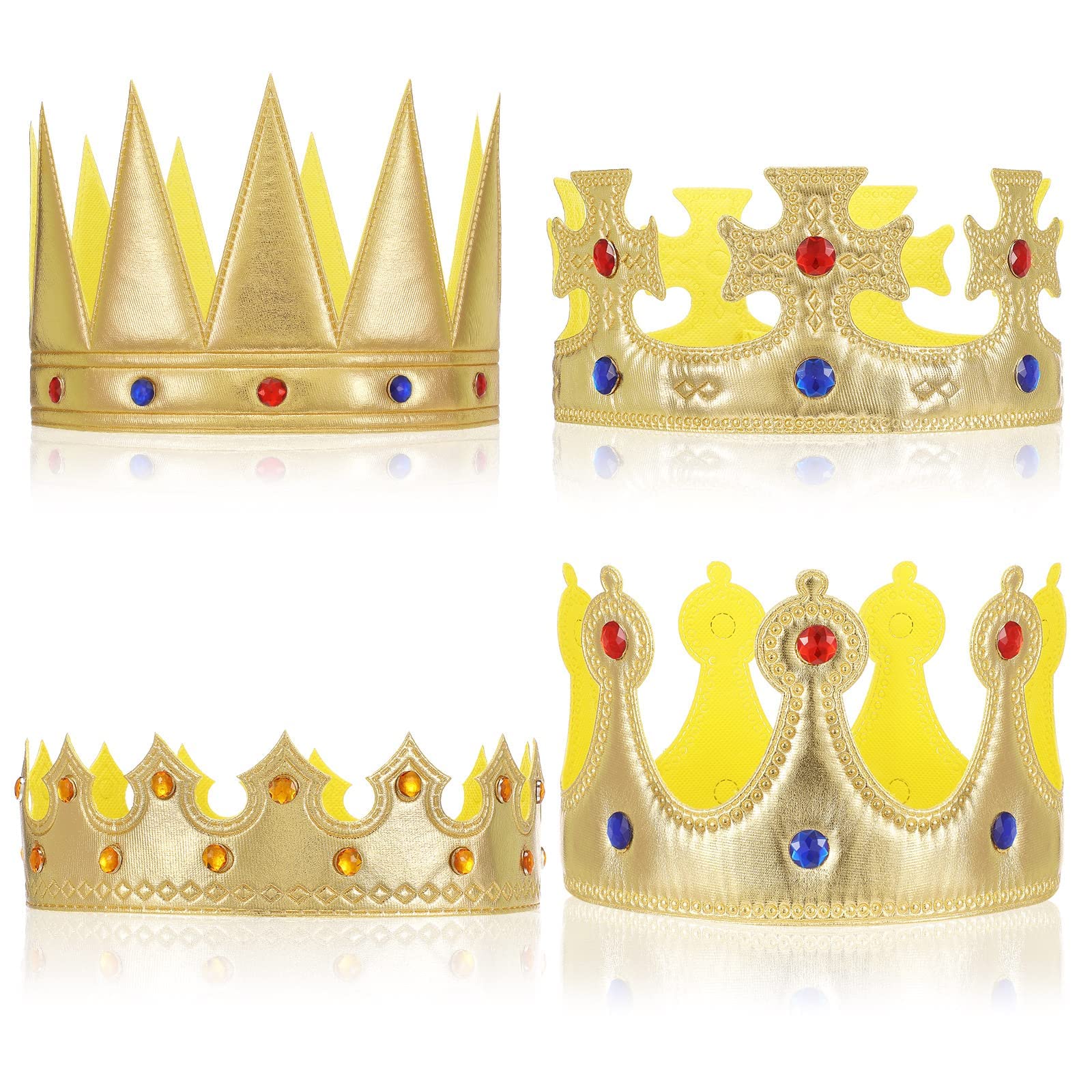 MAKINGTEC Party Hat, Golden King Crowns Costume Headwear Birthday Crown Hat, Baby Birthday Party Crowns Gold Costume Crown for Baby Women Shower Party Photo Props Accessory ï¼ˆ4 Pcsï¼‰