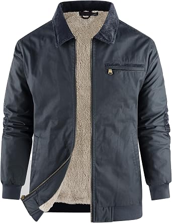 Mens Duck Detroit Jacket Sherpa Lined Waxed Cotton Winter Jackets Water Resistant Canvas Coat